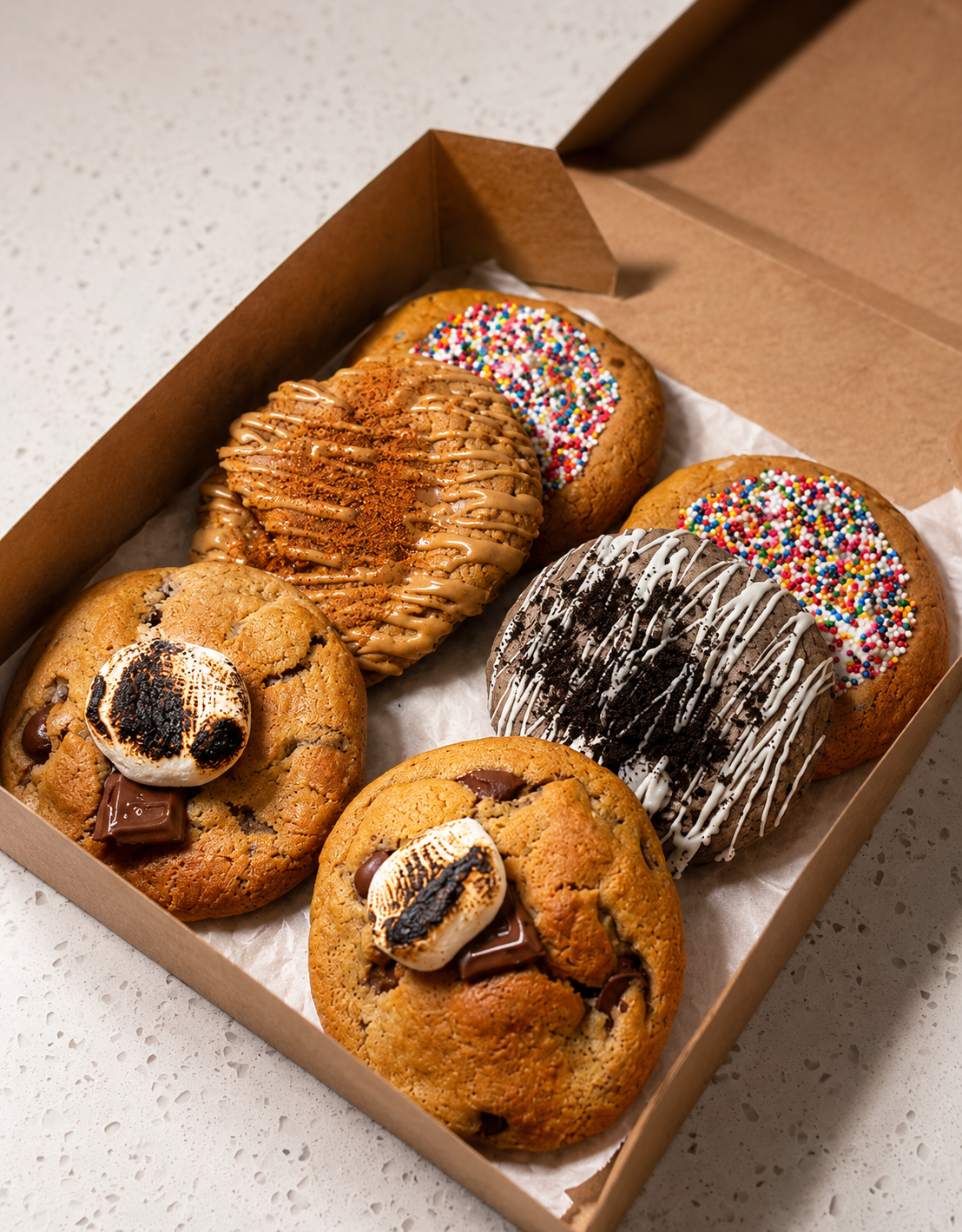 Kraft box of stuffed cookies from The Rod & Dough Co.